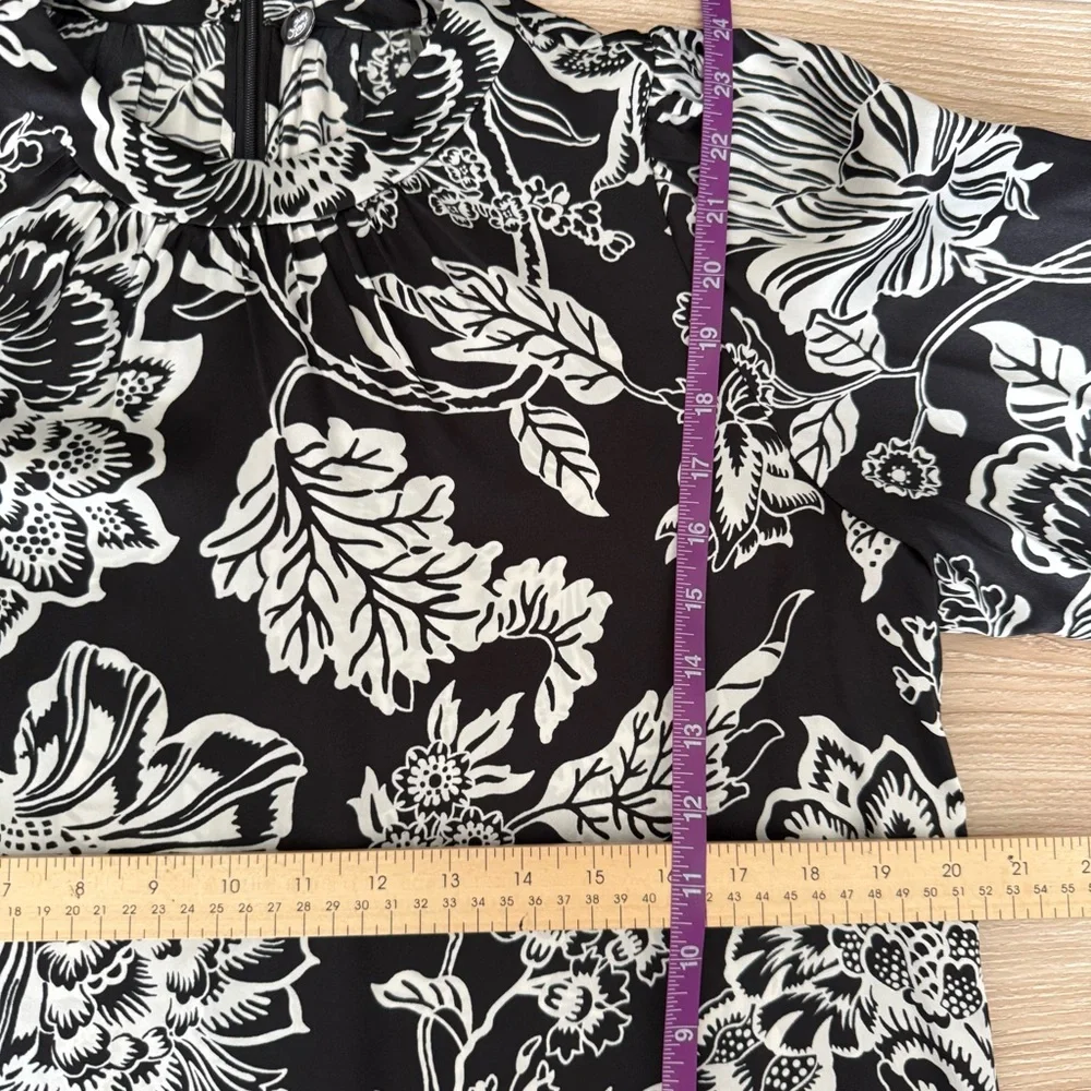 Margaret O'leary Small NEW Avery Blouse Cristelle Silk Black Floral Puff Sleeve